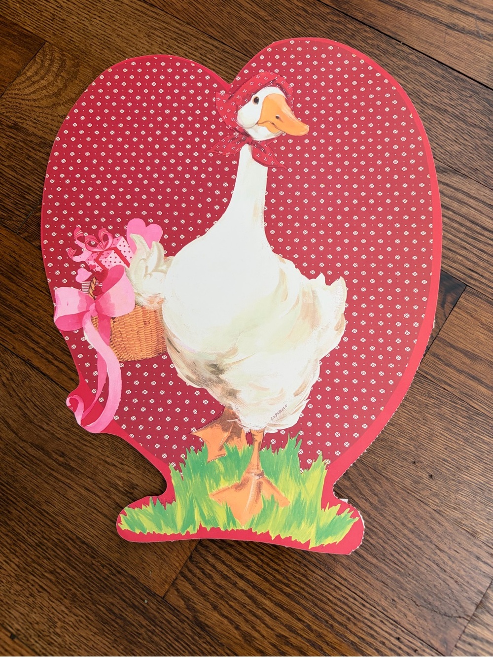 Vintage Eureka Valentine's Day Duck Heart Die-Cut Wall Hanging Decoration